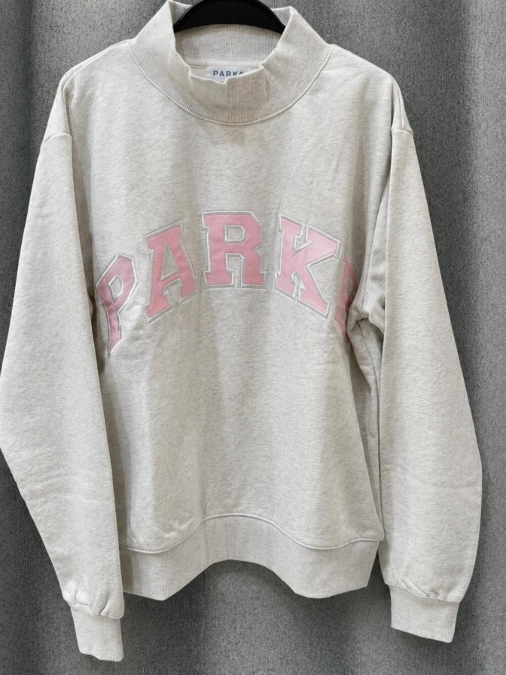 PARKE Grey Crewneck Sweatshirt - Pastel Pink Logo